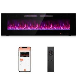 60 Inch Ultra Thin Electric Fireplace with 2 Heat Settings