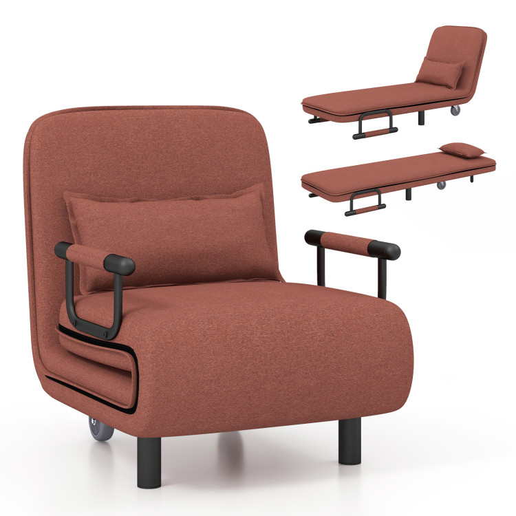3-in-1 Convertible Sofa Bed with 5-Position Adjustable Backrest and Lumbar Pillow retail$147