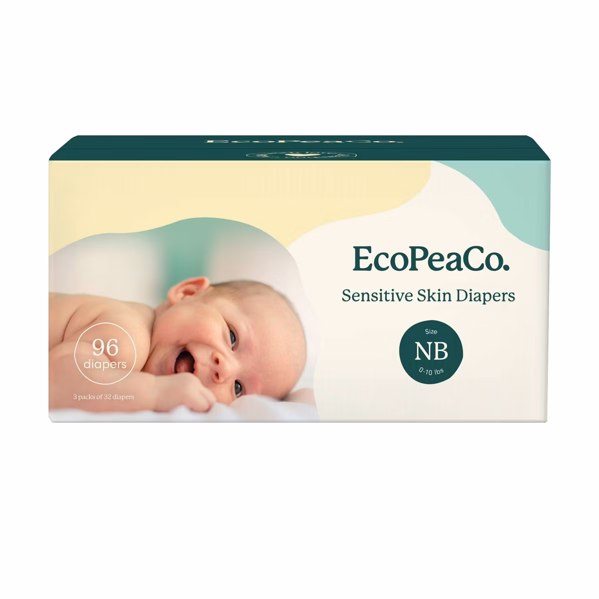 EcoPeaCo. Bamboo Disposable Diapers Made with Organic Bamboo and Viscose - Size NB - 96ct