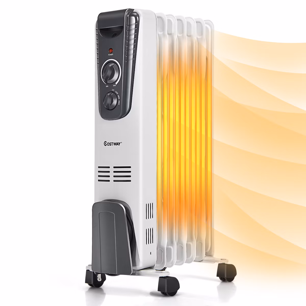 Costway 1500W Electric Oil Filled Radiator Space Heater 5.7 Fin Thermostat Room Radiant missing wheels