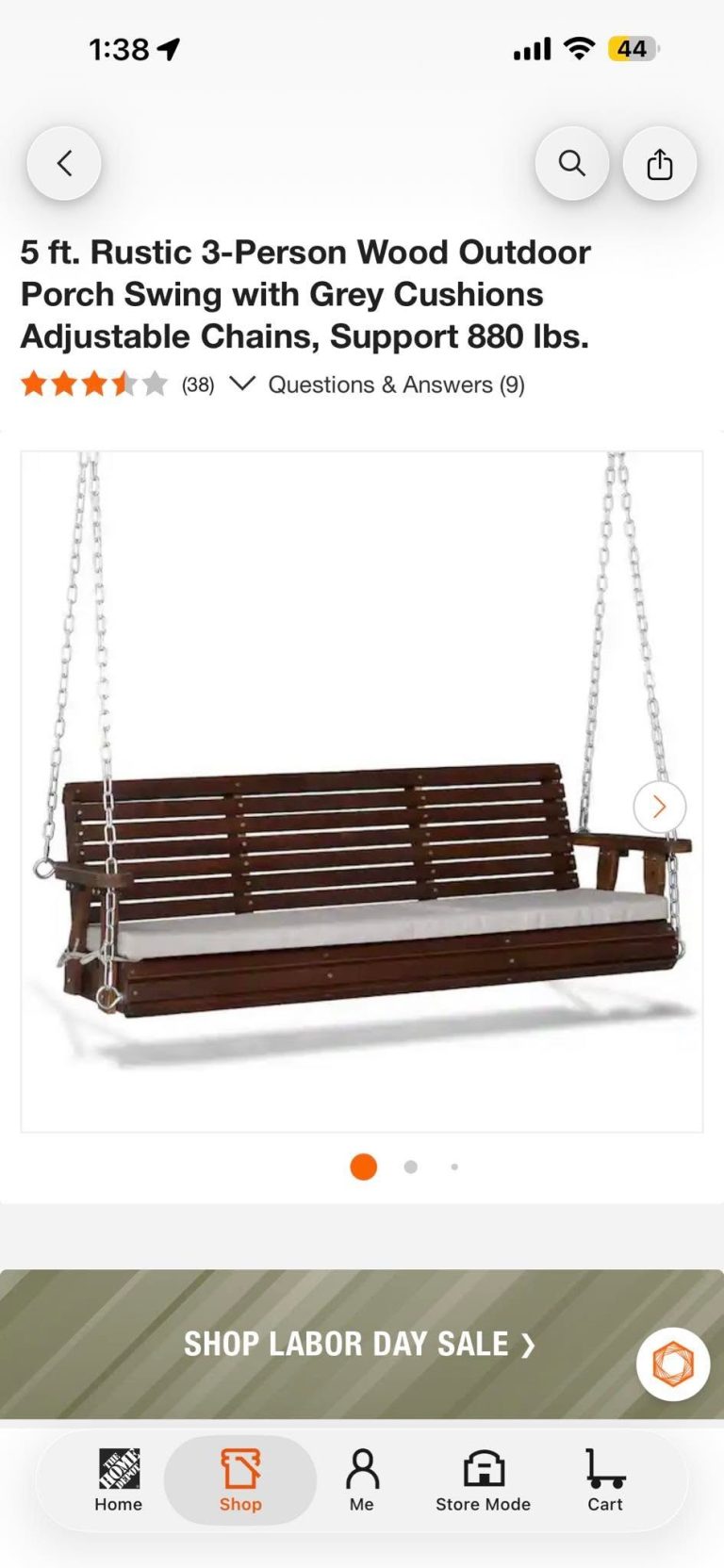 5ft rustic swing