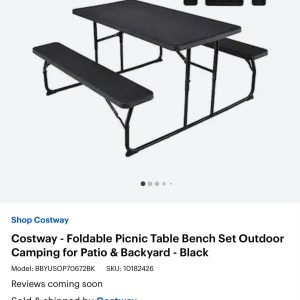 costway folding bench color is light grey pic for reference
