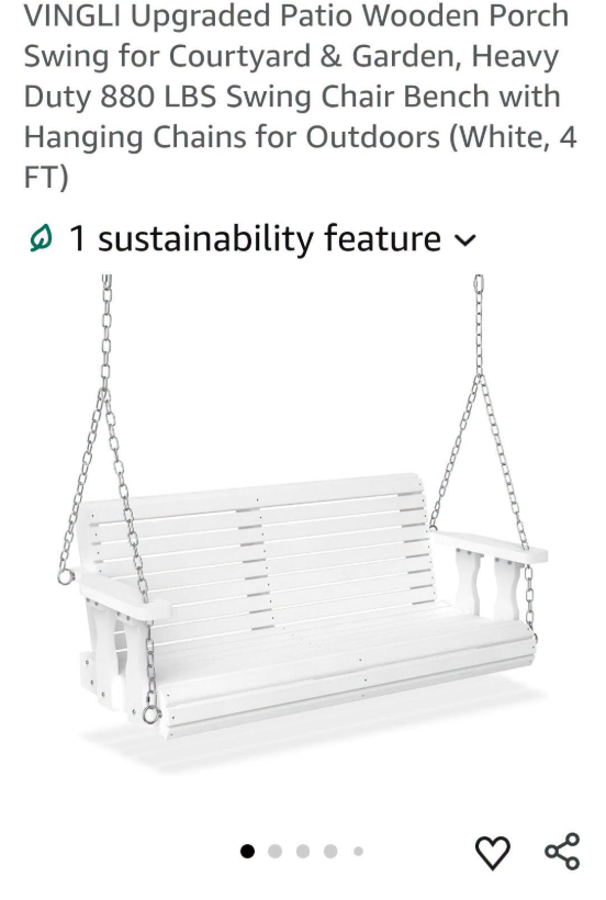 4ft white porch swing
